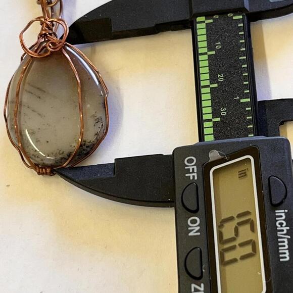 Handmade Wire Wrapped Agate Necklace Agate Stone Pendant Oval Cabochon - Picture 2 of 3